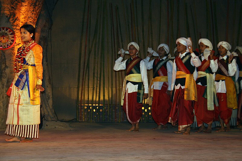 Khasi dancers in traditional attire Meghalaya festival