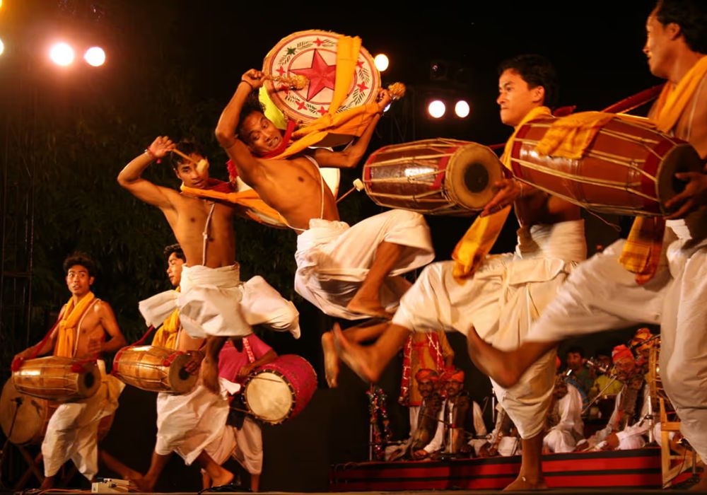 Manipuri Pung drummers performing Pung Cholom drum dance