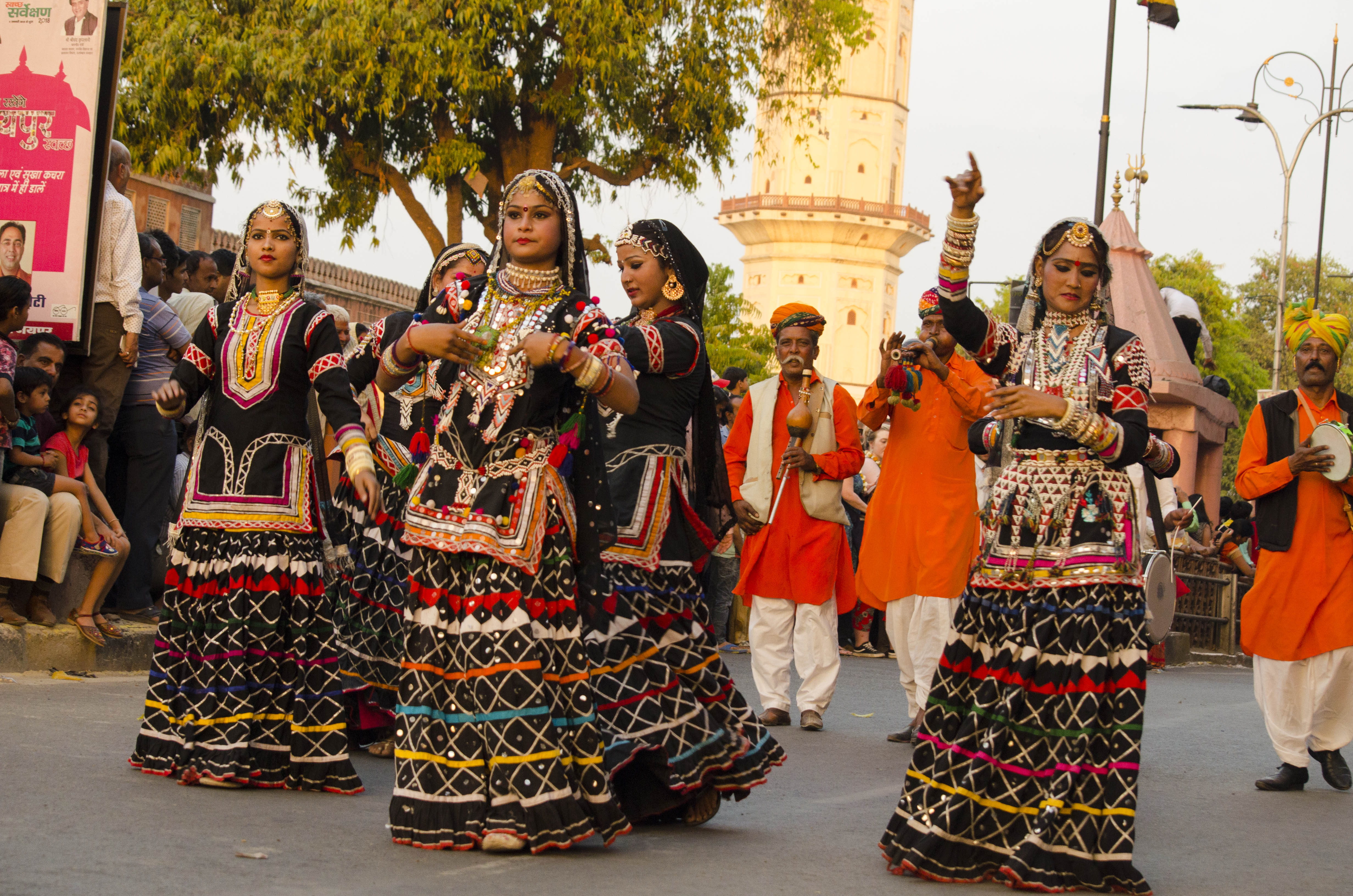 Professional Kalbelia dancers performing traditional snake dance