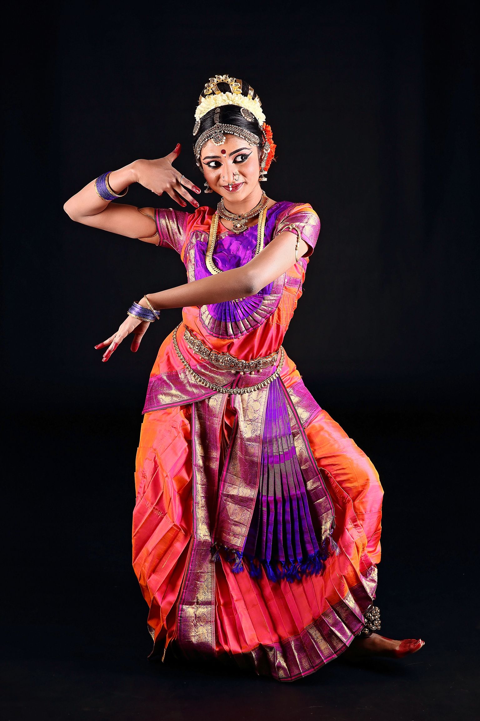 Traditional Kuchipudi dancer with expressive mudras