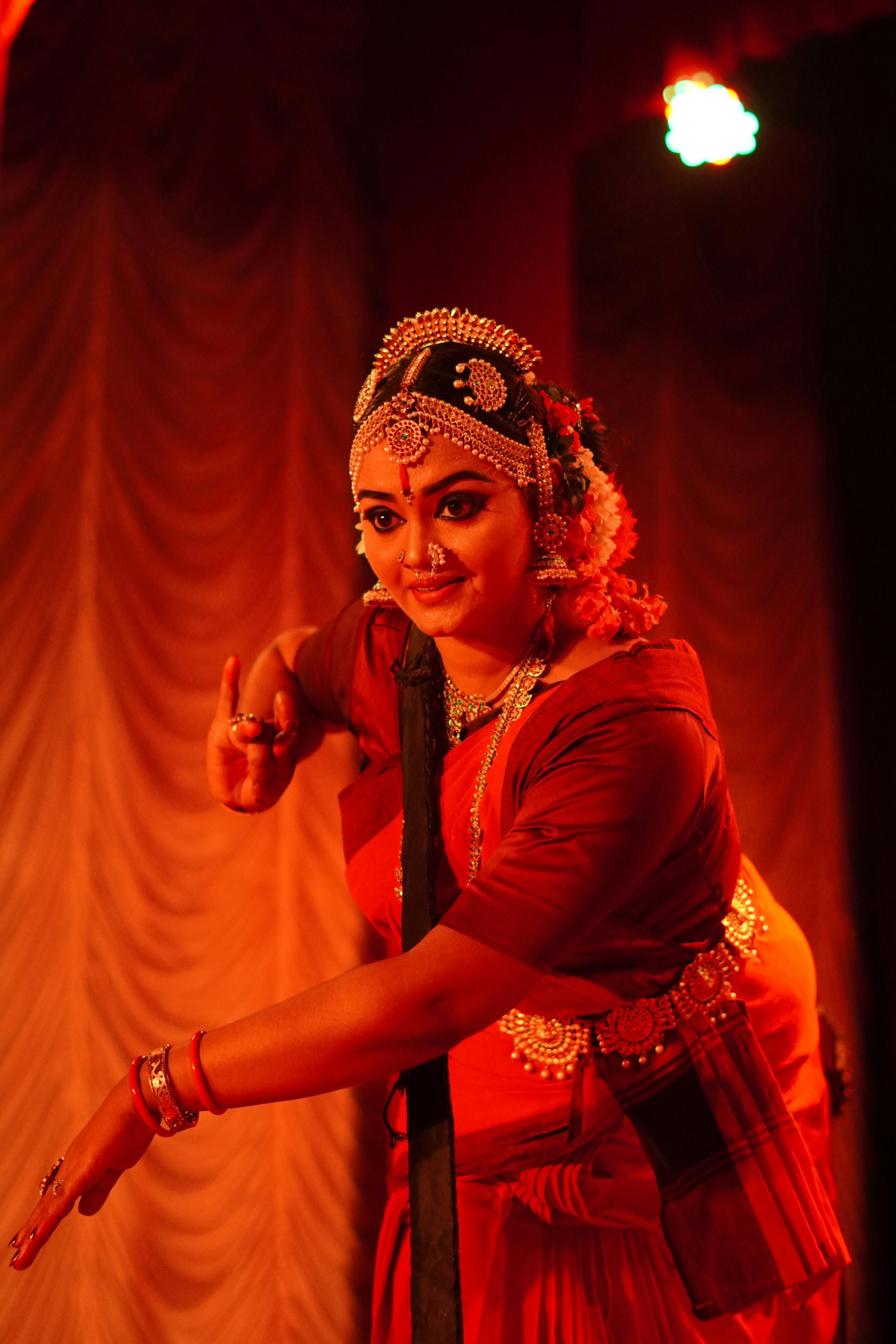 Graceful Kuchipudi dancer in traditional attire
