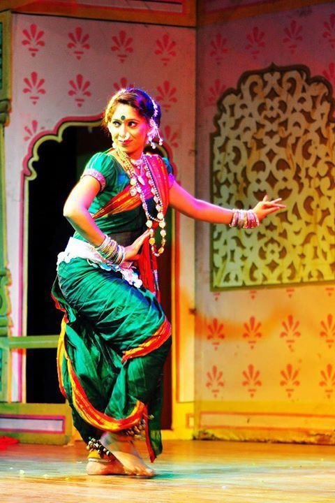 Lavani saree dance performance on stage
