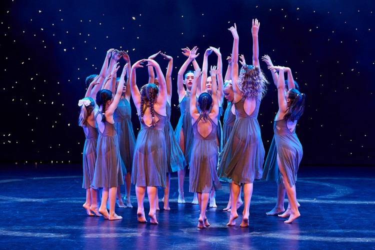 Professional Lyrical dancer performing expressive contemporary dance at artistic event