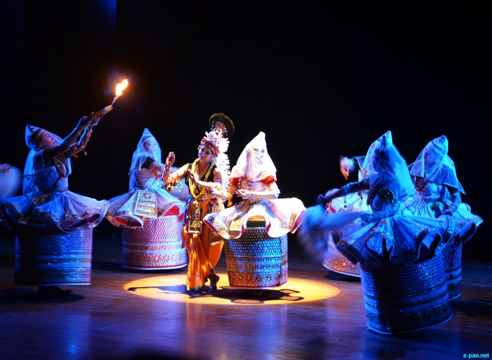 Manipuri dancer in Krishna attire traditional costume