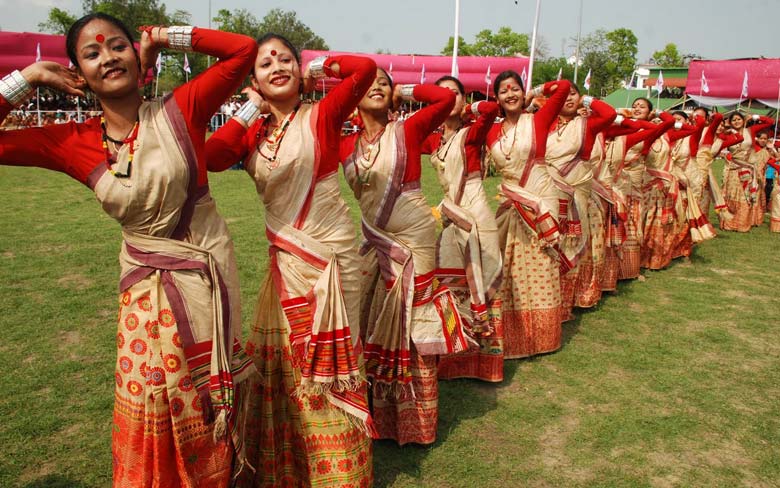 North-East tribal dancers in traditional attire