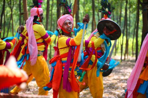 Traditional Odisha Paika warrior dance group
