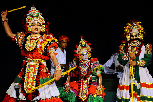 Professional Yakshagana artist in traditional costume