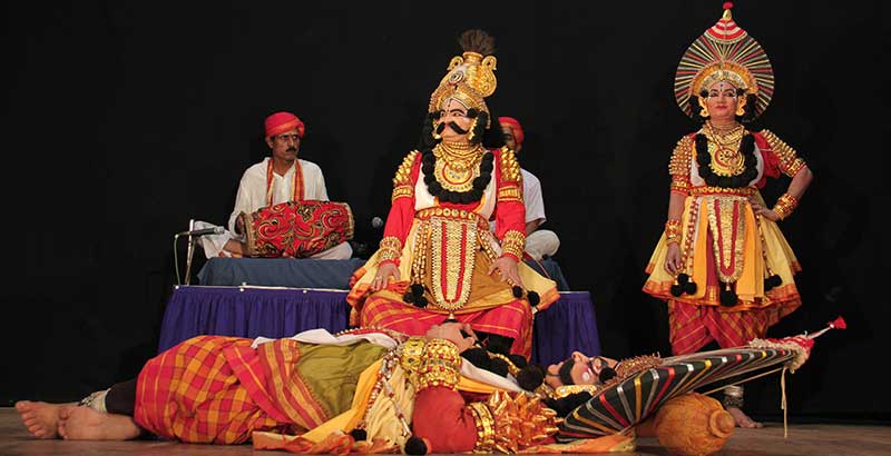 Yakshagana makeup and costume preparation