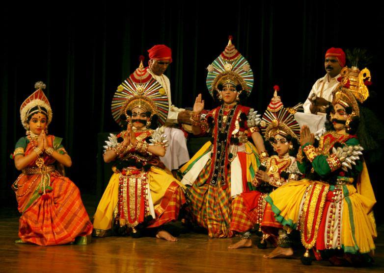 Yakshagana artists performing at cultural festival
